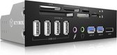 ICY BOX IB-863a-B Intern USB 3.0/eSATA Zwart geheugenkaartlezer