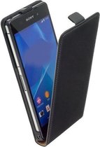Sony Xperia Z3 Mini Lederlook Flip Case hoesje Zwart