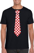 Zwart t-shirt met geblokte Brabant stropdas voor heren XL