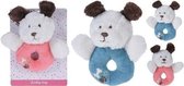 Tender Toys Grijpring Hondje Pluche 12 Cm Blauw/wit
