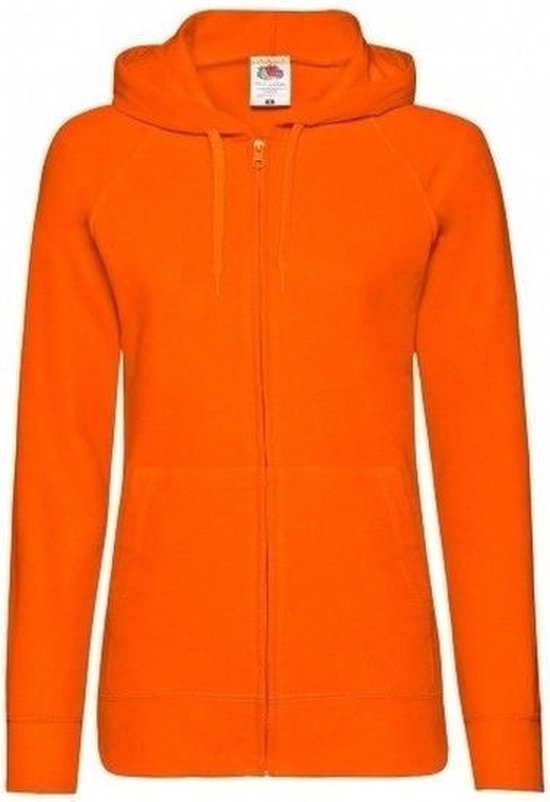 Oranje vest met capuchon voor dames - Dameskleding sweatvest oranje |
