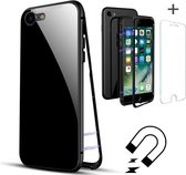 Magnetisch iPhone 7 8 Plus hoesje - zwart + Tempered screen protector