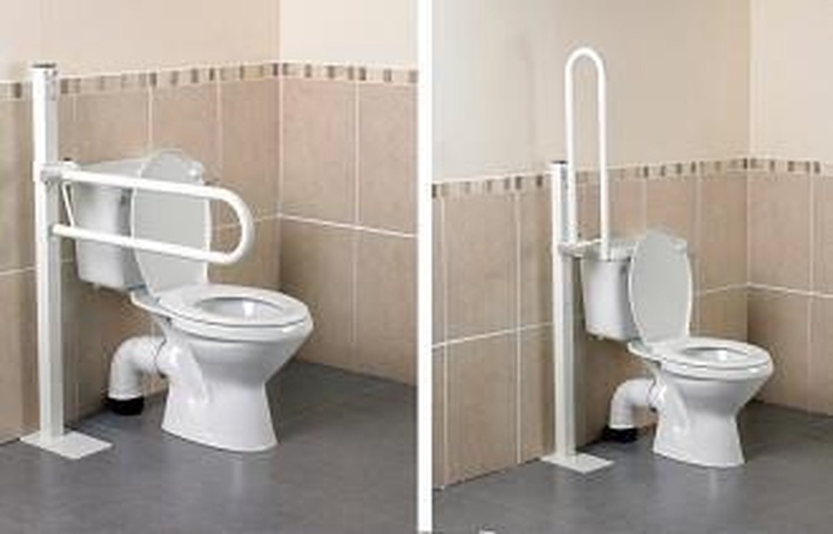 Opklapbare toiletbeugel met vloerbevestiging- greep 3,2 cm, standaard - 76 cm