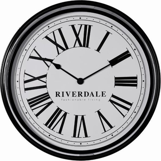 Riverdale Time - Klok - Rond - Metaal - Ø68 cm - Zwart | bol.com