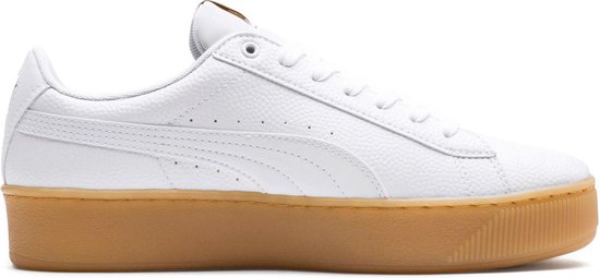 Puma Vikky Platform Sneakers - Maat 39 - Vrouwen - wit/bruin Puma Vikky Platform Sneakers - Maat 39 - Vrouwen - wit/bruin