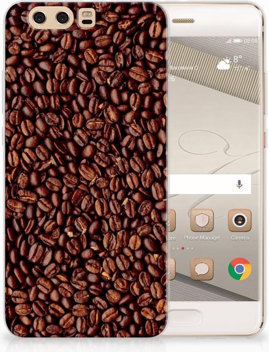 Back Cover voor Huawei P10 Plus Siliconen Case Koffiebonen