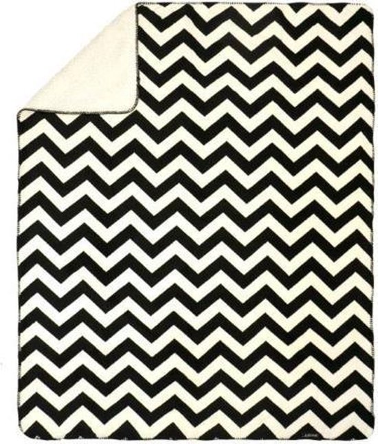 GAEVE Plaid polaire 125 150 cm Pyramide zigzag blanc noir bol