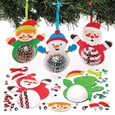 Decoratiesets met kerstfiguurtjes met lovertjes (3 stuks per verpakking) Kerstknutselwerkjes en -decoraties voor kinderen