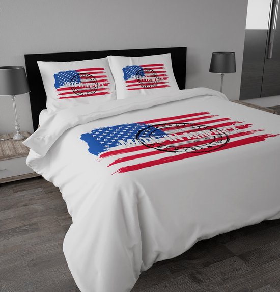 Tijdig Bekwaam Verslinden Sleeptime Made in America Dekbedovertrek - Eenpersoons - 140 x 220 cm - Wit  | bol.com