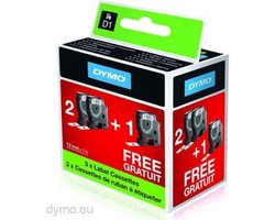 Bundel 2+1 D1 tape 12mm black on white