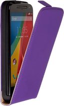 Motorola Moto G 2014 (2nd gen) Leder Flip Case hoesje Paars