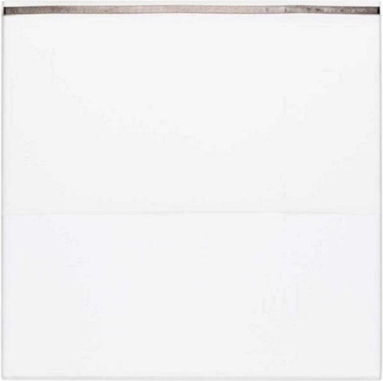 Wit wieglaken van Briljant Baby met grijze bies, 75x100 cm.