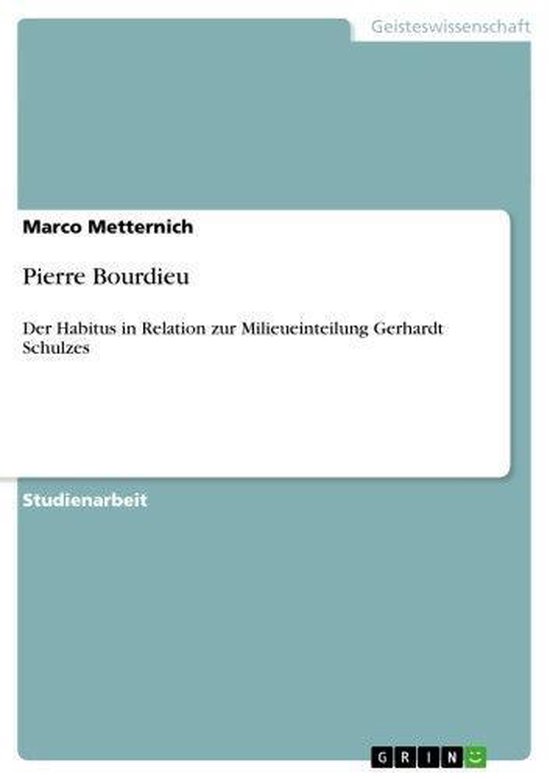 Pierre Bourdieu Ebook Marco Metternich 9783638907101 Boeken 