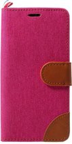 Shop4 - iPhone X / Xs Hoesje - Wallet Case Dutch Design Denim en Leer Roze