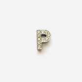 Metalen letter met zirkonia steentjes - Letter P - Personaliseer zelf