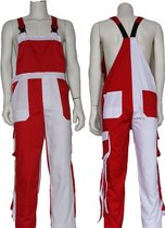 Yoworkwear Tuinbroek polyester/katoen rood-wit-franje maat 116