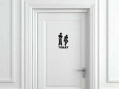 Toilet Dames / Heren Grappige Sticker - Muursticker - Muurdecoratie - Zwart