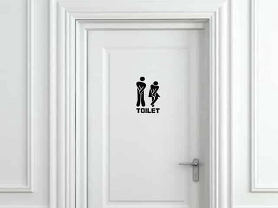 Toilet Dames / Heren Grappige Sticker - Muursticker - Muurdecoratie - Zwart  | bol.com