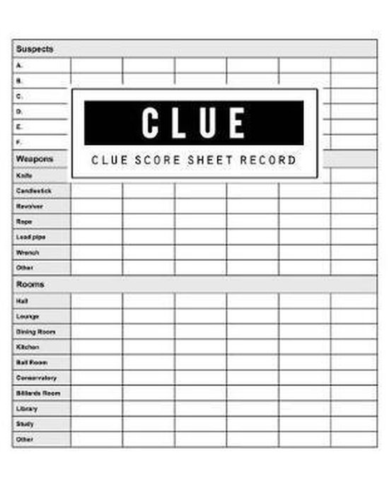 Clue Score Record 9781724308986 Bg Publishing Boeken Clue Score Record 9781724308986 Bg Publishing Boeken