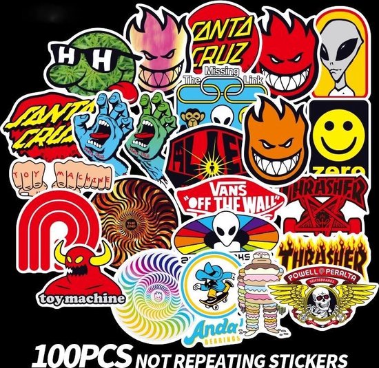 Stickers 100 stuks - Skateboard stickers - bekende skateboard merken - Auto  Stickers | bol.com