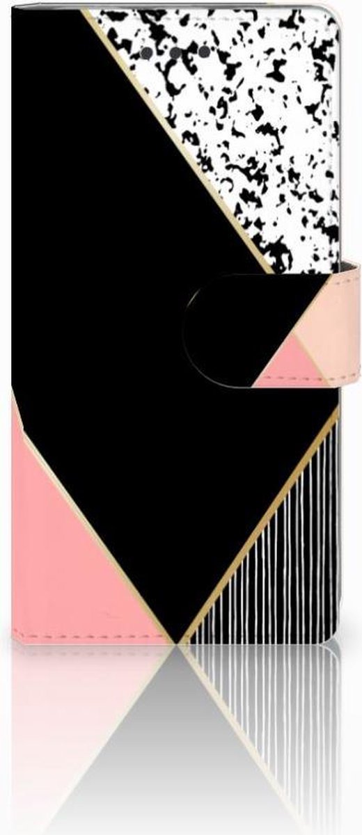 Huawei Ascend P8 Lite Book Case Zwart Roze Vormen