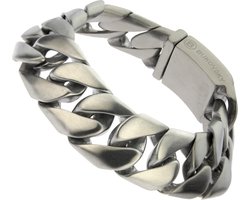 Bukovsky - Matte Stalen Mannen Armband - "Force Small" - 23.5 cm - Extra Lang - Zilverkleur - Geborsteld - Rvs - 316L Stainless Steel