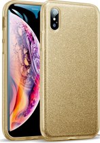 Apple iPhone Xs Max Hoesje Glitters Siliconen TPU Case Goud - BlingBling Cover van iCall