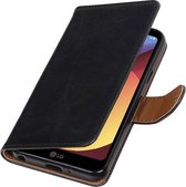 Zakelijke Book Case Telefoonhoesje Geschikt voor de LG Q8 - Portemonnee Hoesje - Pasjeshouder Wallet Case - Zwart