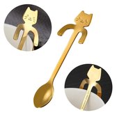 Theelepeltje - Hangende Kat - RVS304 - Thee Lepel - Goud