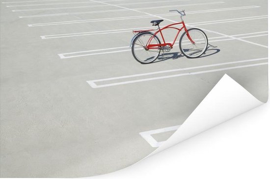 Poster Un vélo garé rouge 30x20 cm - petit - Tirage photo sur Poster (décoration murale salon / chambre)