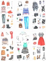 Set van 6 vellen Stickers Dress To Impress| 120 stickers fashion