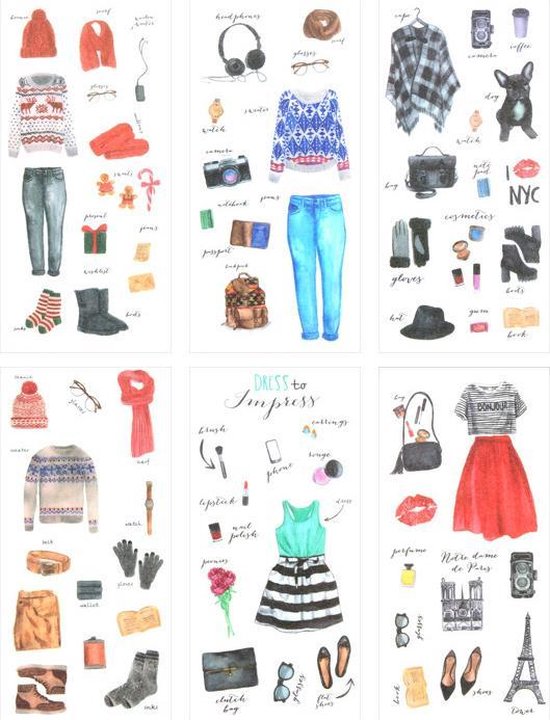 Fashion stickers Dress To Impress - 6 vellen, 120 stickers | bol