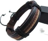 Bracelet enfant BY-ST6 en cuir rayé (brun noir)