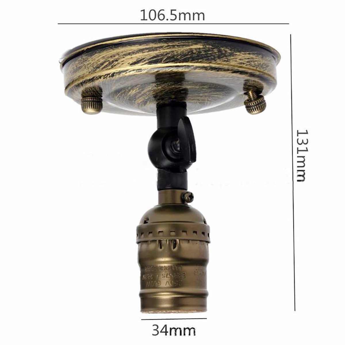 Edison vintage lamphouder E27 met gloeilamp. Wandlamp of plafondlamp