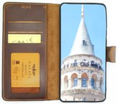Galata echt leer bookcase Apple iPhone 6 Plus /6s Plus kaartsleuven handarbeid door ambachtslieden Antiek Bruin hoesje
