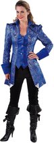Luxe Markiezin jas blauw met zilver brocaat maat S (36) - Markies kostuum dames