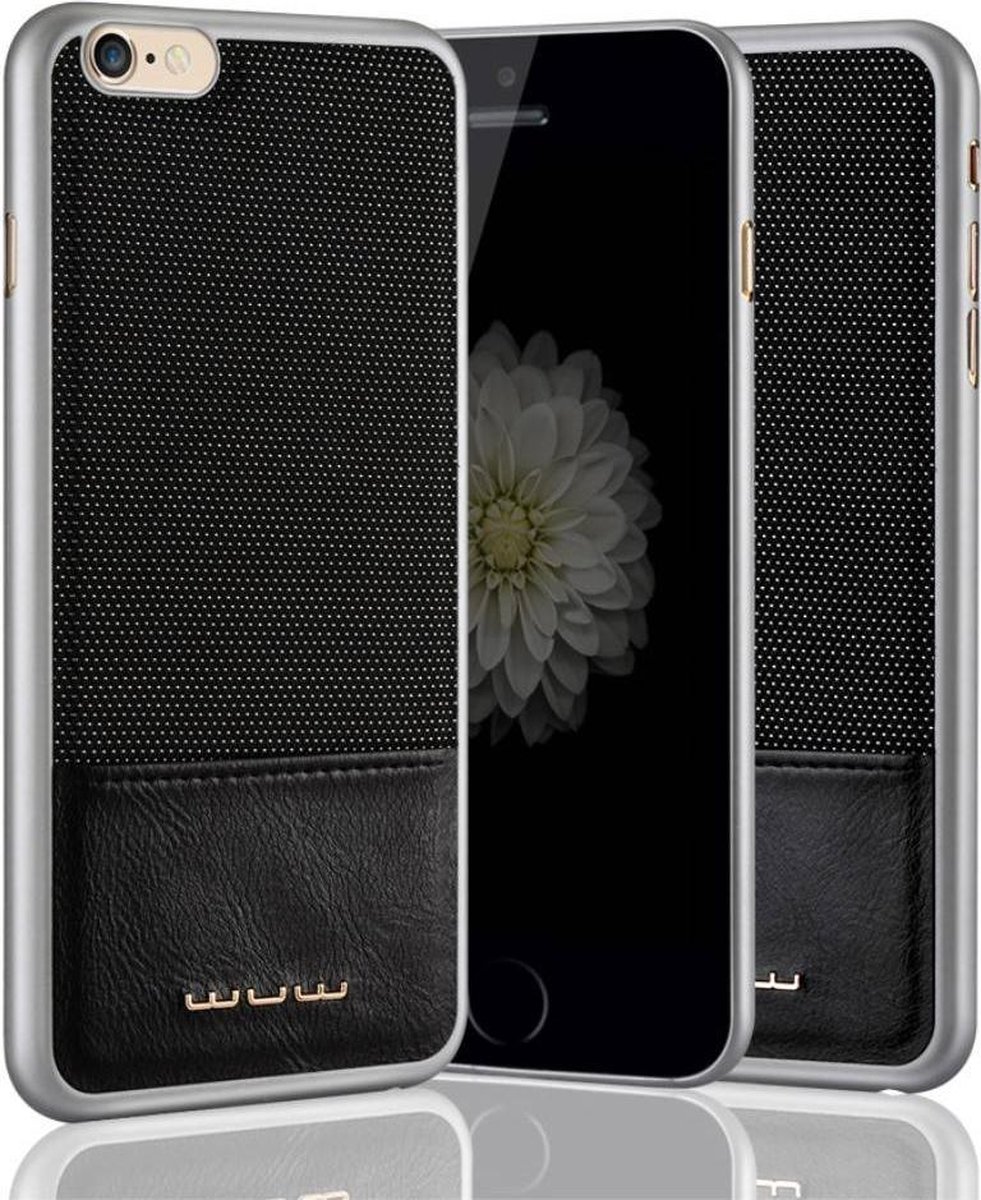 JLW PC/PU Leren Hardcase iPhone 6(s) - Zilver/Zwart