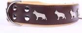 Dog's Companion - Leren halsband -Duitse Herder - Bruin/Naturel - 60-73cmx50 mm - Lengte: 75cm (50 mm), Kleur: Bruin / Naturel