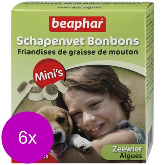 Beaphar Schapenvetbonbons Zeewier - Hondensnacks - 6 x Mini