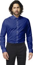 OppoSuits Navy Royale Shirt - Heren Overhemd - Casual Effen Gekleurd - Blauw - Maat EU 43/44