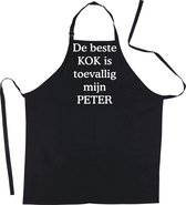 Mijncadeautje - Schort - De beste kok is toevallig mijn - PETER - Mooie - grappige - leuke Keukenschort - Zwart