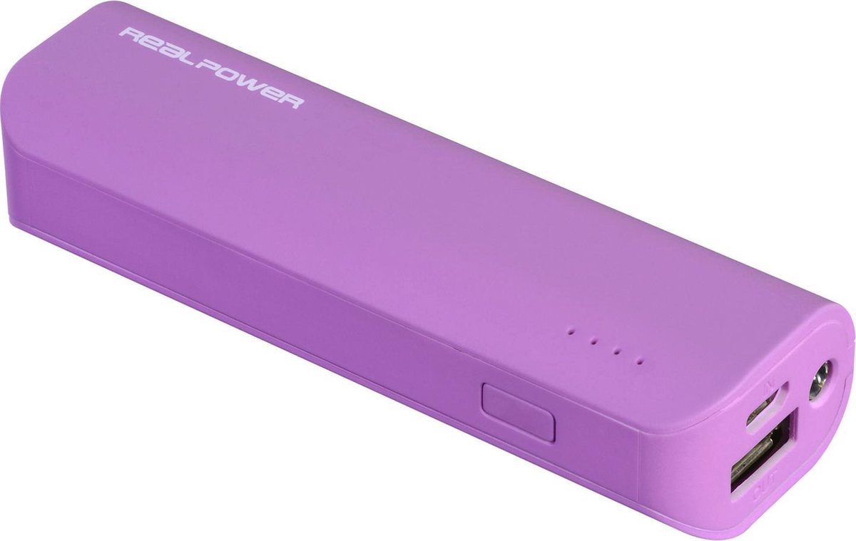 RealPower PB-2.600 - Powerbank - 2.600 mAh - Paars