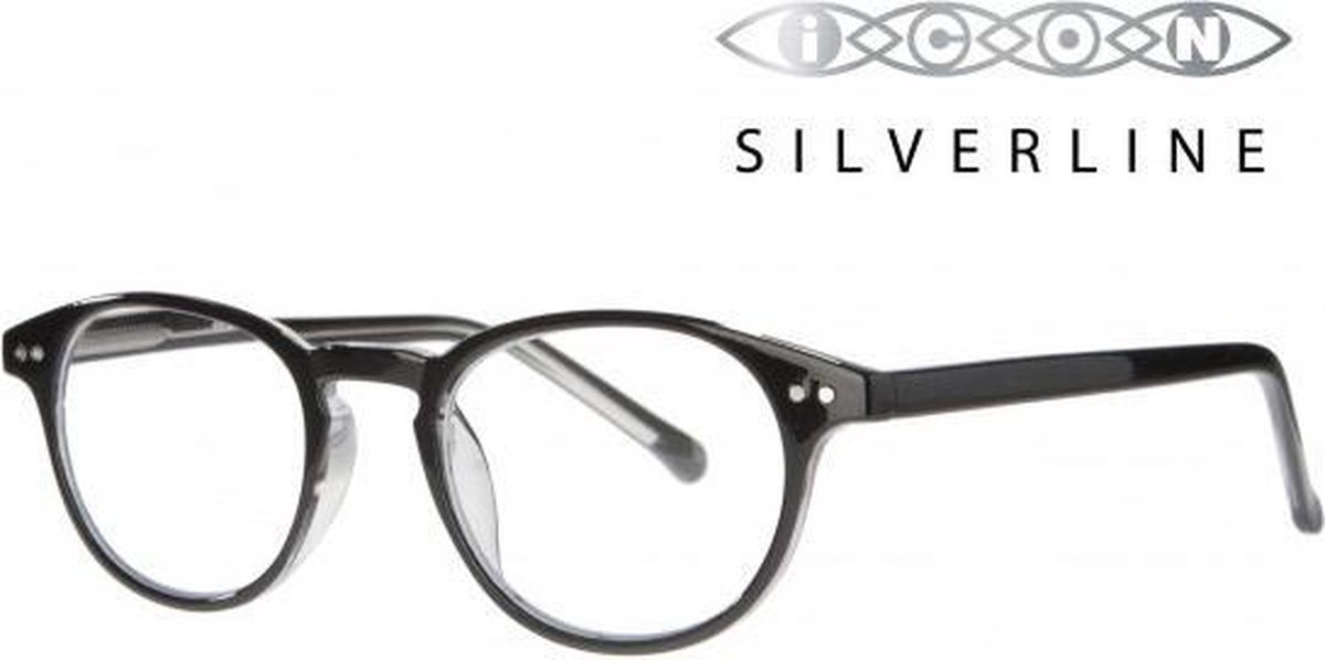 Icon Eyewear MCB703 Murray Silverline Leesbril +1.00 - Glanzend zwart, transparante binnenzijde