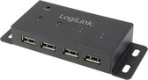 LogiLink USB 2.0 Hub 4-Port mit Netzteil Metall