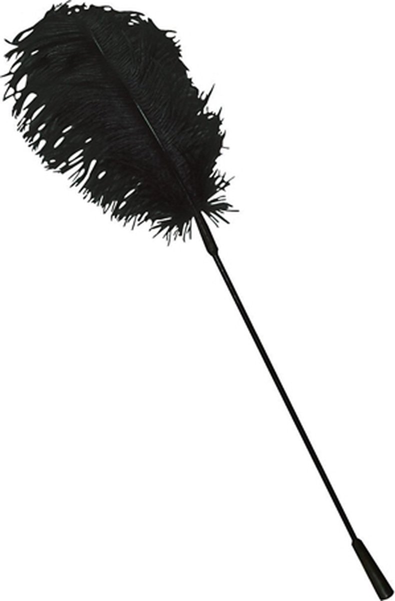 Goedkoopste Bad Kitty – 38 cm Enkele Struisvogel Veer Kietelaar voor de Lichte Strelingen – Zwart