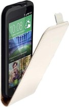 Lederen Flip case case Telefoonhoesje Wit Voor HTC Desire 320
