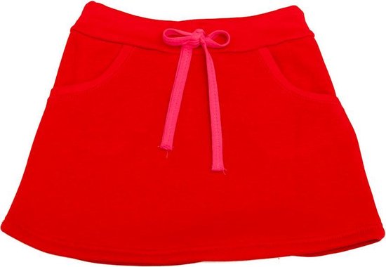 Rood Ninie basic meisjes rokje joggingstof met roze koortje-134-140 |  bol.com