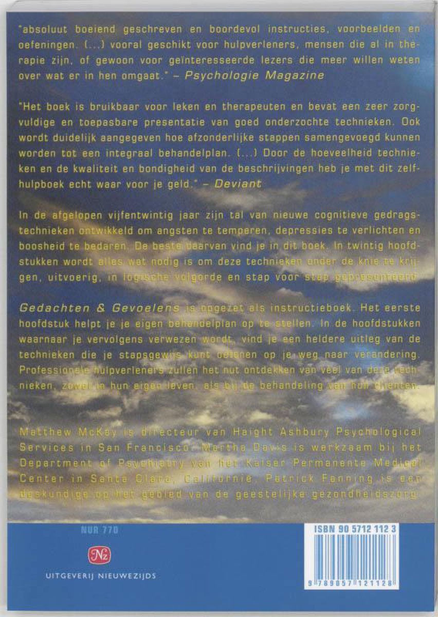 Gedachten & Gevoelens - back cover