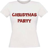 Christmas party T-shirt maat M Dames wit