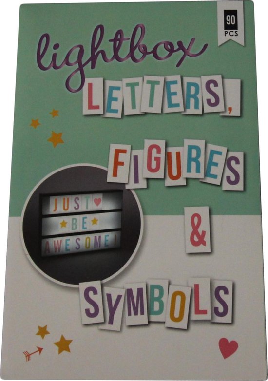 Lightbox Letter Set 90pc - Lettres, chiffres & symboles Lightbox - 90pcs - 65x40mm - coloré